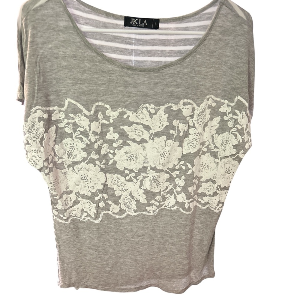 Women's Gray Vinyl Lace Top PTP 22 L 23
